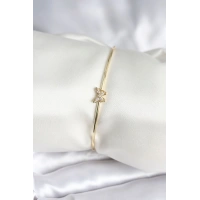 Kelebek Figürlü Zirkon Taşlı Gold Renk Pirinç Kadın Bileklik