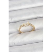 Kelebek Model Gold Renk Pirinç Kadın Yüzük