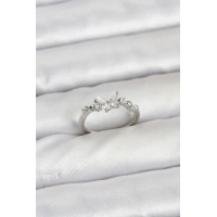 Kelebek Model Gümüş Renk Pirinç Kadın Yüzük