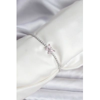 Kelebek Model Zirkon Taşlı Gümüş Renk Pirinç Su Yolu Kadın Bileklik