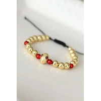 Kırmızı Gözlü Maske Figürlü Gold Renk Çelik Bileklik