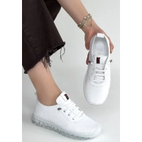 Kitta Beyaz Deri Bağcıklı Spor Ayakkabı