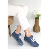 Kitta Mavi Deri Bağcıklı Spor Ayakkabı