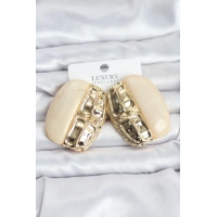 Krem Renk Pirinç Vintage Kadın Küpe