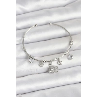 Kuğu Charmlı Gümüş Renk Kadın Bileklik