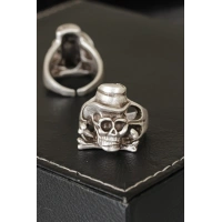 Kuru Kafa Tasarımlı Eskitme Gümüş Renkli Ayarlamalı Model Erkek Yüzük