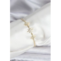 Kutup Yıldızı Model Zirkon Taşlı Gold Renk Su Yolu Kadın Bileklik