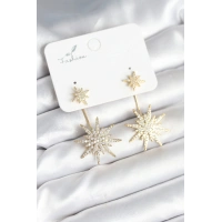 Kutup Yıldızı Model Zirkon Taşlı Pirinç Kadın Küpe