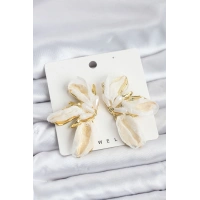 Lotus Model Beyaz Renk Tüllü Kadın Küpe