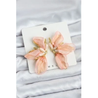 Lotus Model Yavruağızı Renk Tüllü Kadın Küpe