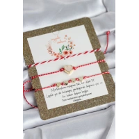 Marteniçka Bileklik 3lü Beyaz Mineli Kalp Model