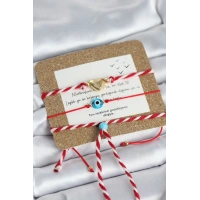 Marteniçka Bileklik 3lü Kalp ve Mavi Boncuk Model