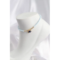 Mavi Renk Boncuklu Balık Figürlü Halhal