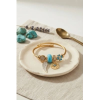 Mavi Renk Göz Model Gold Charmlı Bileklik