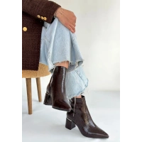 Meça Kahverengi Cilt Topuklu Bot