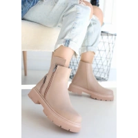 Menta Nude Cilt Fermuar Aksesuarlı Bot