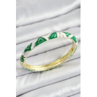 Mineli Pirinç Yeşil Beyaz Motifli Kadın Kelepçe