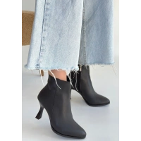 Mişha Siyah Cilt Topuklu Bot