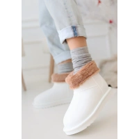 Mordi Beyaz Oval Burunlu Su Geçirmez İçi Kürklü  Bot