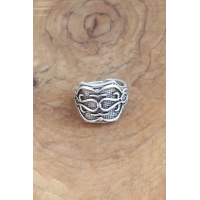 Motifli Gümüş Renk Ayarlanabilir Erkek Yüzük