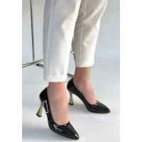 Motya Siyah Rugan Topuklu Ayakkabı