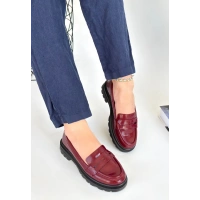 Narli Bordo Rugan Oxford Ayakkabı
