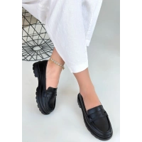 Narli Siyah Cilt Oxford Ayakkabı