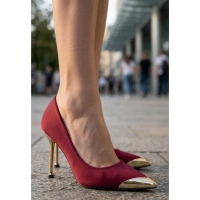 Norji Bordo Saten Stiletto Ayakkabı