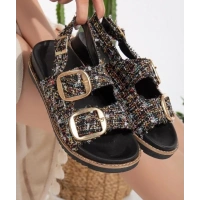 Olira Siyah Simli Kemerli Sandalet