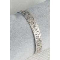 Otantik Model Gümüş Renk Motif İşleme Plaka Erkek Bileklik