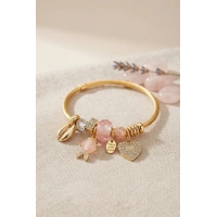 Pembe Balık Model Gold Renk Charmlı Bileklik