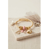 Pembe Deniz Kabuğu Model Gold Renk Charmlı Bileklik