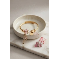 Pembe Flamingo Model Gold Renk Charmlı Bileklik