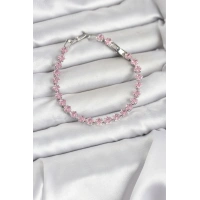 Pembe Kare Zirkon Taşlı Gümüş Renk Pirinç Su Yolu Kadın Bileklik