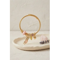 Pembe Kedi Model Gold Renk Charmlı Bileklik