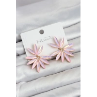 Pembe Renk Kristal Taşlı Lotus Model Kadın Küpe
