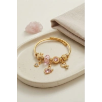 Pembe Swan Model Gold Renk Charmlı Bileklik
