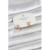 Pembe Yunus Balığı Model Gold Renk Pirinç Çocuk Küpe