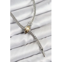 Pirinç Asansörlü Yılan Model Gümüş Renk Kadın Kolye