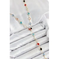 Pirinç Asorti Model Gold Renk Zirkon Taşlı Y Kolye