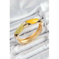 Pirinç Beyaz Yeşil Sarı Mineli Baklava Model Gold Renk Kadın Kelepçe