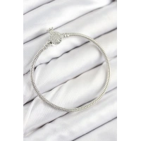 Pirinç Charm Zirkon Taşlı Taç Model Gümüş Renk Kadın Bileklik