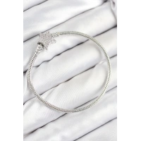 Pirinç Charm Zirkon Taşlı Yıldız Model Gümüş Renk Kadın Bileklik