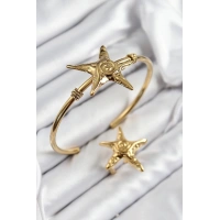 Pirinç Deniz Yıldızı Model Gold Renk Bileklik Yüzük Set