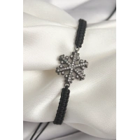 Pirinç Füme Renk Zirkon Taşlı Kar Tanesi Figür Makrome Asansörlü Model Kadın Bileklik