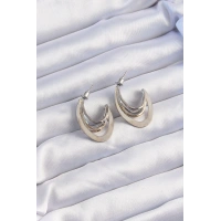 Pirinç Gold Gümüş Renkli Düz Plaka Halka Küpe