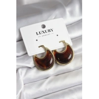 Pirinç Gold Kahverengi Renk Vintage Kadın Küpe