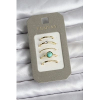 Pirinç Gold Renk 5li Yüzük Seti