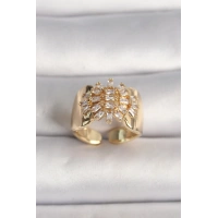 Pirinç Gold Renk Ayarlanabilir Baget Zirkon Taş Kadın Yüzük