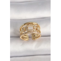 Pirinç Gold Renk Ayarlanabilir Zirkon Taşlı Gemici Düğümü Model Kadın Yüzük